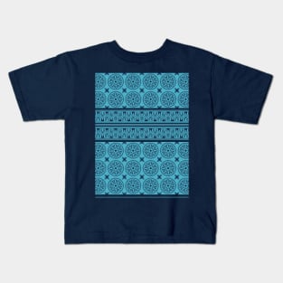 African Ethnic Tribal Blue Turquoise Pattern Kids T-Shirt